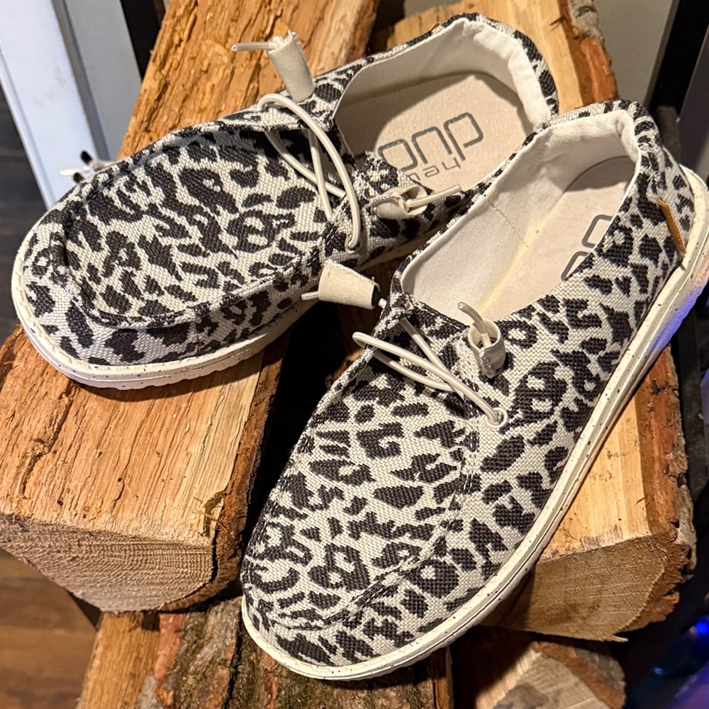 Hey Dude Leopard Print Canvas Shoes